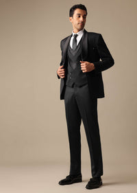 Black Blazer And Pant Set Tuxedo In Terry Rayon