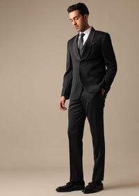 Black Blazer And Pant Set Tuxedo In Terry Rayon