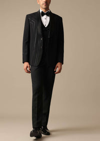 Black Tuxedo Set With Cutwork Detail