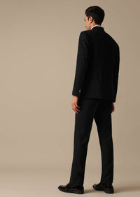 Black Blazer And Pant Set With Embroidered Detail Tuxedo Set