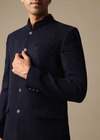 Blue Embroidered Bandhgala Jodhpuri Suit