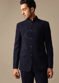 Blue Embroidered Bandhgala Jodhpuri Suit