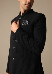 Black Jodhpuri Textured Bandhgala And Pant Set