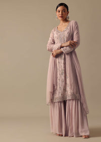 Peach Kurta Sharara Set With Sequin Work