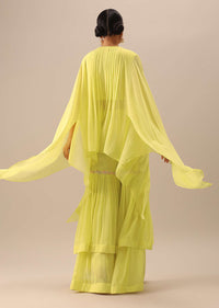 Yellow Asymmetric Hem Kaftan And Sharara Set