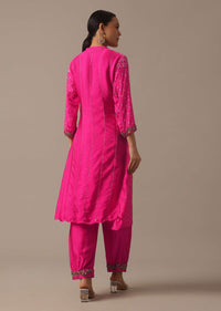 Pink Hand Dyed Bandhani Kurta And Pant Set