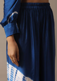 Blue Handmade Bandhani And Leheriya Shirt And Pant Set With Shibhori Detail