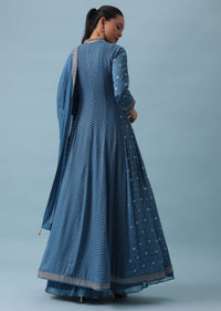 Blue Anarkali And Lehenga Set with Zari Work