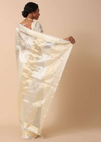 Silver Handloom Silk Saree With Unstitched Blouse Piece