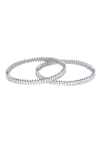 92.5 Sterling Silver Stone Studded Bangles Set of 2