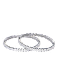 92.5 Sterling Silver White Zirconia Bangles Set of 2