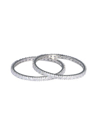 Zirconia Studded 92.5 Sterling Silver Bangles Set of 2