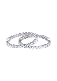 92.5 Sterling Silver Bangles With Studded Zirconia Set of 2