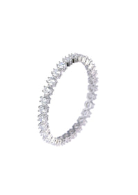 92.5 Sterling Silver Bangles With Studded Zirconia Set of 2