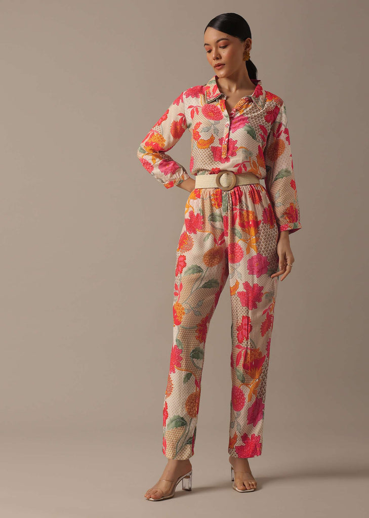 Multi Floral Print Co-Ord Set With Sequin Embellishments