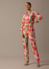 Multi Floral Print Co-Ord Set With Sequin Embellishments