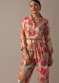 Multi Floral Print Co-Ord Set With Sequin Embellishments