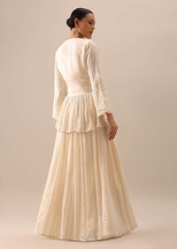 Off White Indo Fusion Lucknowi Anarkali With Jacket