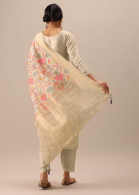 White Kurta Set with Brocade Dupatta