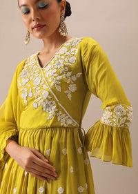 Yellow Peplum Lehenga Set with Cutdana Work