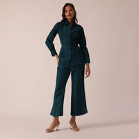 Blue Chanderi Pleated co ord set With Belt