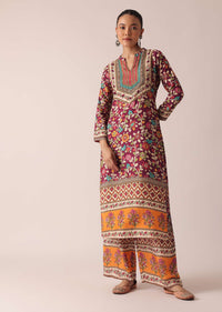 Beige Kurta And Pant Set With Printed Motifs