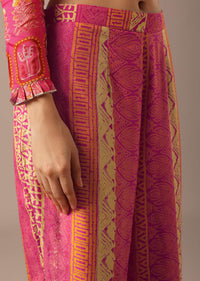 Pink Art Silk Kurta Set With Zari Work