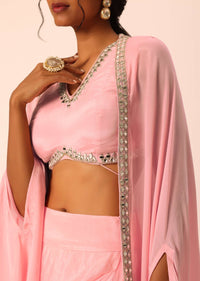 Pink Jacket And Dhoti Set With Mirror Work