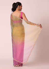 Multicolor Shaded Saree In Organza With Unstitched Blouse Piece