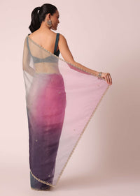 Multicolor Ombre Shaded Organza Saree With Unstitched Blouse Piece