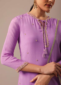 Purple Kurta Set With Hand Embroidered Sequins