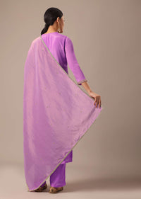 Purple Kurta Set With Hand Embroidered Sequins