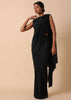 Pre Stitched Black Saree With Cut Dana Embellishments