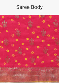 Pink Banarasi Silk Saree With Meenakari Weave Pallu And Unstitched Blouse Piece