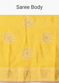 Mustard Yellow Banarasi Bandhani Saree With Zari Work And Unstitched Blouse Piece