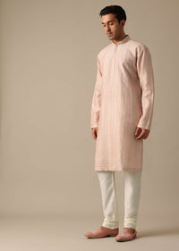 Pink Dupion Silk Embroidered Sherwani Set