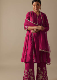 Red Silk Kurta Palazzo Set