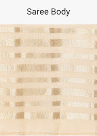 Beige Kora Silk Tissue Saree With Gota Patti Embroidery And Unstitched Blouse Piece