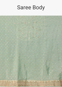 Light Green Dola Silk Bandhani Saree With Unstitched Blouse Piece