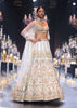 Beige Silk Bridal Lehenga Set With Organza 3D Floral Embroidery