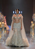 Beige Gold Ruffle Jacket And Lehenga Set In Art Silk