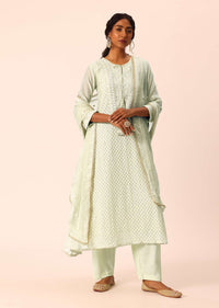 Light Green Lucknowi Kurta Set With Embroidery