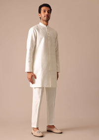 White Chanderi Silk Kurta Set