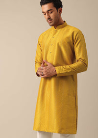 Yellow Kurta Set With Button Down Pattern And Embroidered Detail