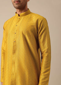 Yellow Kurta Set With Button Down Pattern And Embroidered Detail