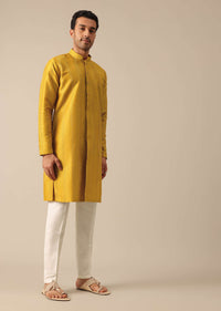 Yellow Kurta Set With Button Down Pattern And Embroidered Detail