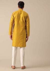 Yellow Kurta Set With Button Down Pattern And Embroidered Detail