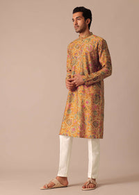 Orange Paisley Print Kurta Set