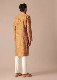 Orange Paisley Print Kurta Set