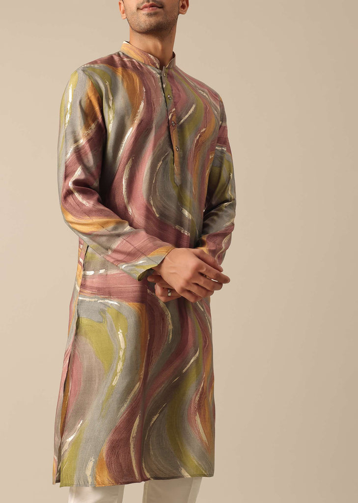 Multicolor Kurta And Pant Set With Printed Detail